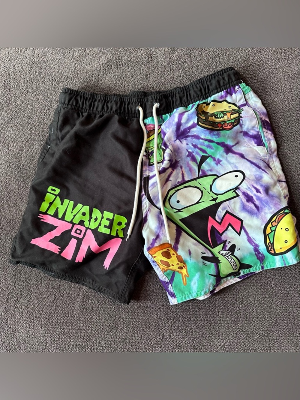 Nickelodeon Invader Zim Shorts Men's Small Polyester Tie Dye Drawstring Pockets
